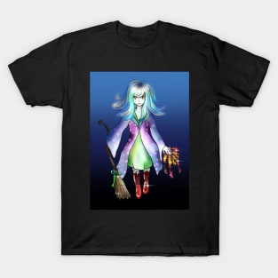 Young witch with fire magic manga T-Shirt